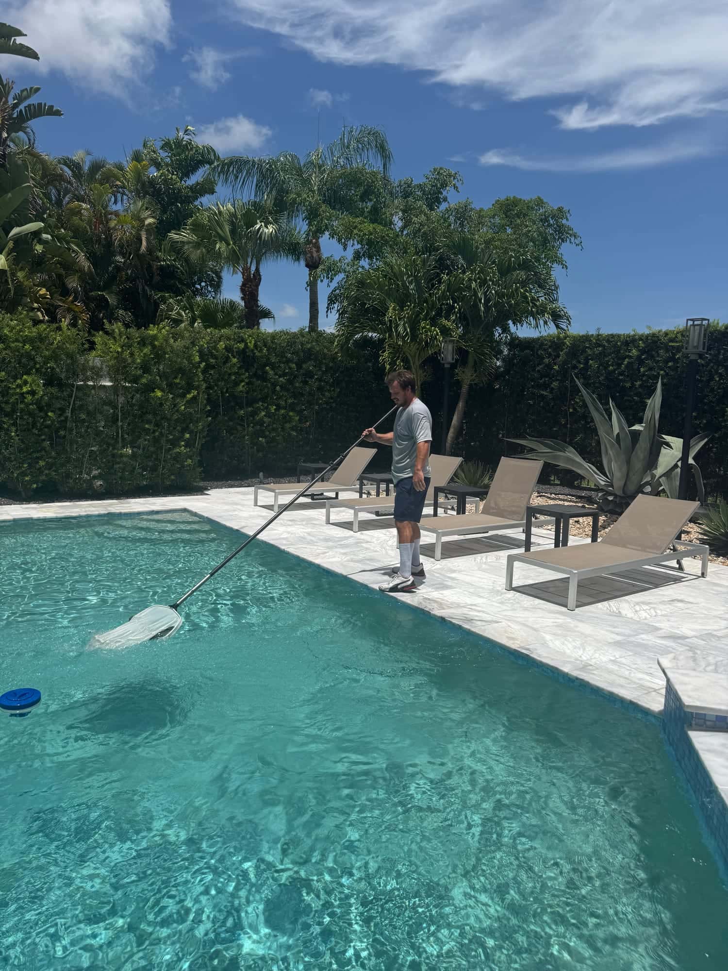 Netting an oceanfront pool deck on South Ocean Boulevard