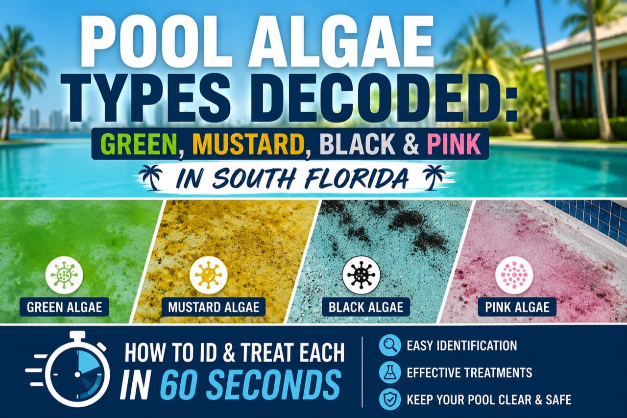 Pool Algae Types Decoded: Green, Mustard, Black & Pink in South Florida — How to ID & Treat Each in 60 Seconds